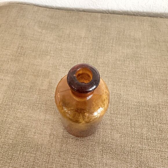 Vintage Amber Apothecary Glass Bottle 5" Tall - Picture 3 of 10